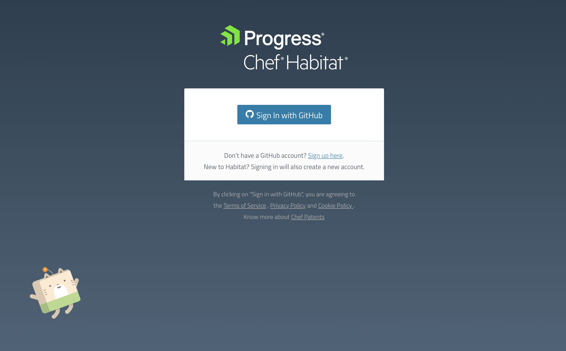 Chef Habitat sign in with GitHub